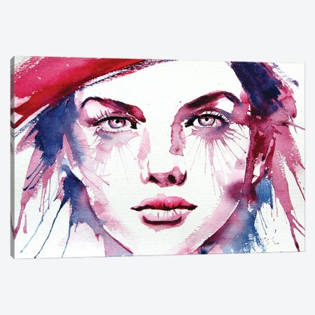 Girl With Red Hat Canvas Print #AKV169} by Anna Brigitta Kovacs Art Print