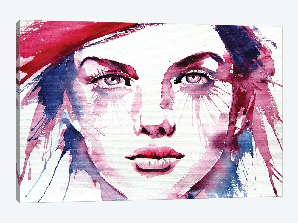Girl With Red Hat by Anna Brigitta Kovacs 1-piece Canvas Artwork