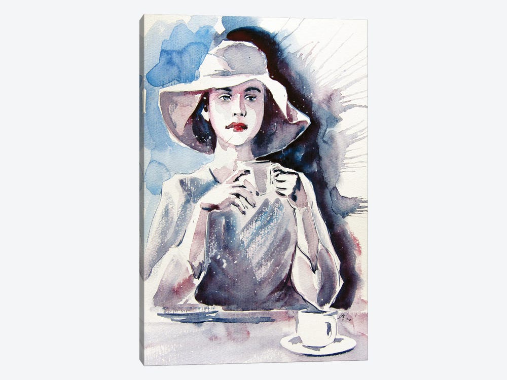 Girl With Coffee by Anna Brigitta Kovacs 1-piece Canvas Art