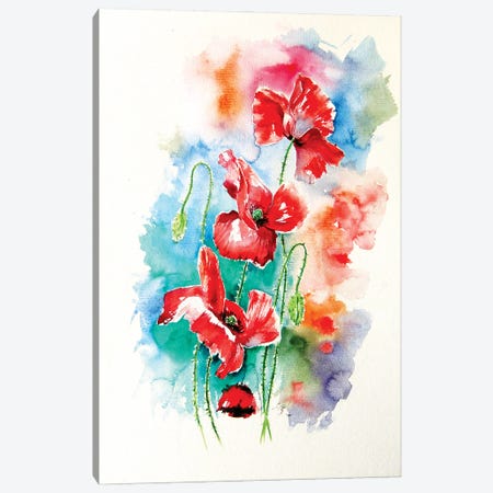 Some Poppies Canvas Print #AKV172} by Anna Brigitta Kovacs Canvas Wall Art