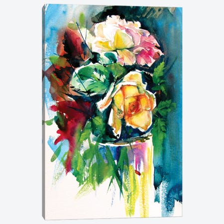Still Life With Roses Canvas Print #AKV175} by Anna Brigitta Kovacs Art Print