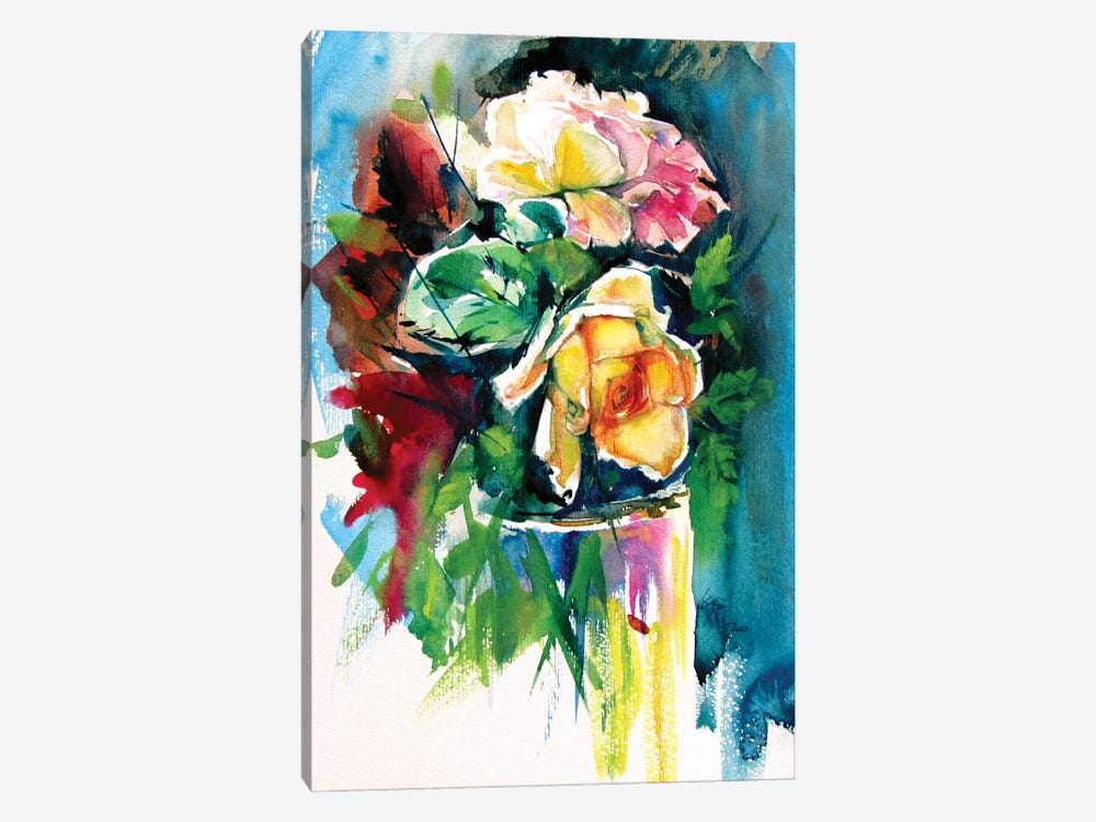 Still Life With Roses by Anna Brigitta Kovacs 1-piece Canvas Print
