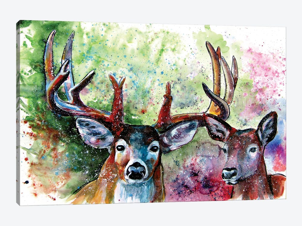 Deer Watching by Anna Brigitta Kovacs 1-piece Canvas Print