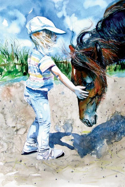 Horses: Girl With Horse by Anna Brigitta Kovacs