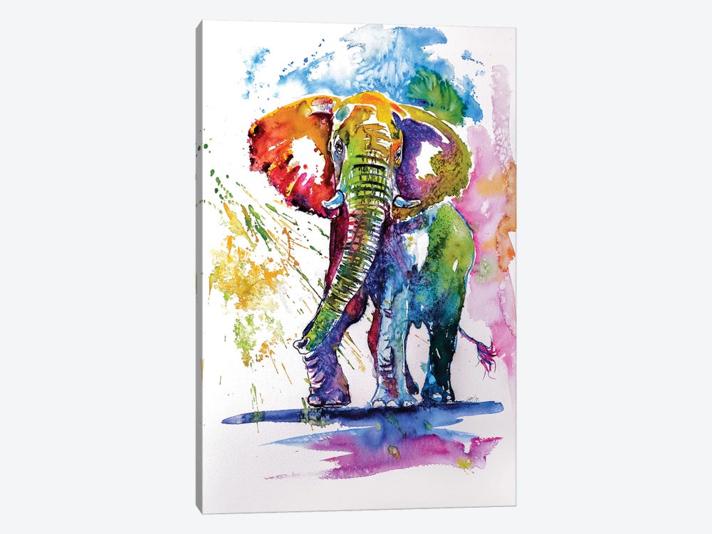 Colorful Elephant III by Anna Brigitta Kovacs 1-piece Canvas Artwork