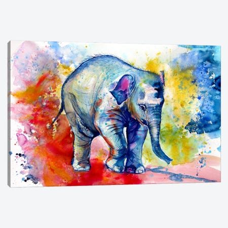 Elephant Baby Alone Canvas Print #AKV221} by Anna Brigitta Kovacs Canvas Artwork