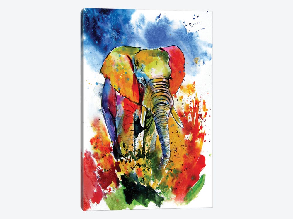 Colorful Elephant On The Field by Anna Brigitta Kovacs 1-piece Art Print
