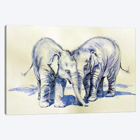Elephant Babies Canvas Print #AKV223} by Anna Brigitta Kovacs Canvas Artwork