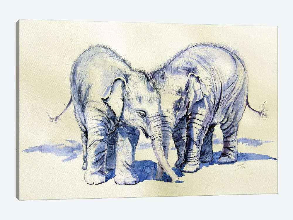 Elephant Babies by Anna Brigitta Kovacs 1-piece Canvas Art