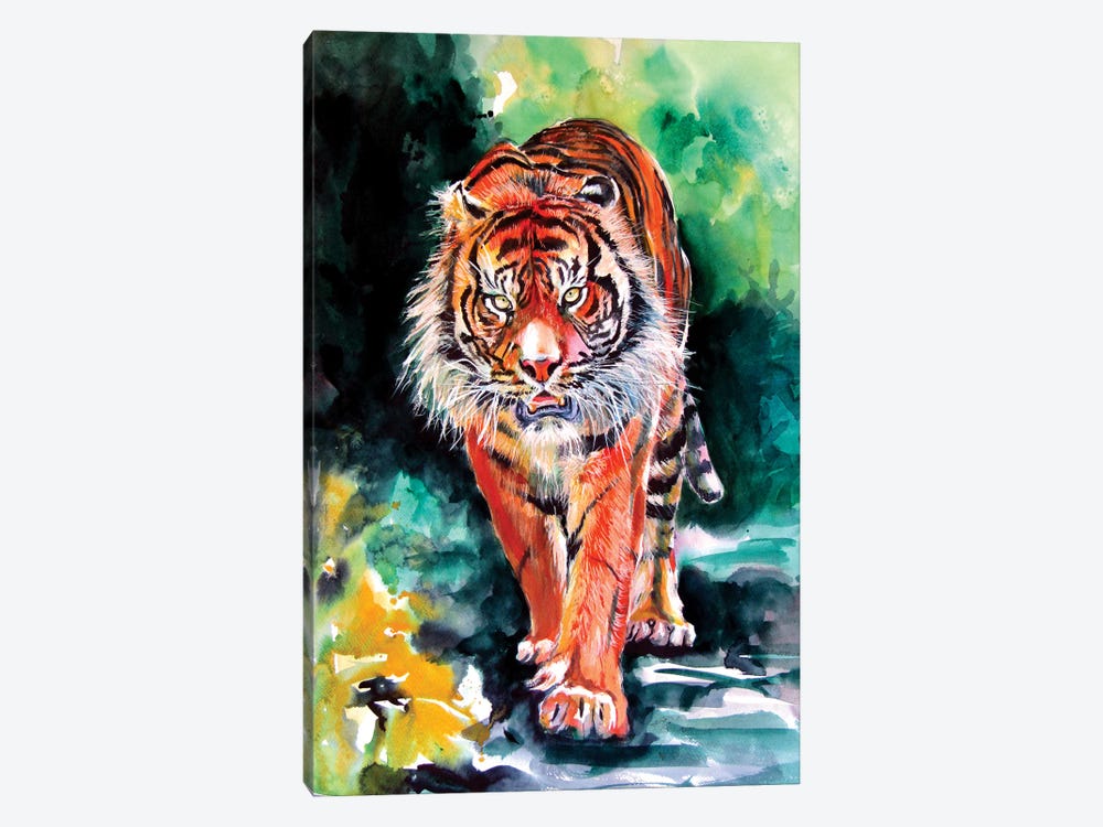 Tiger In Forest by Anna Brigitta Kovacs 1-piece Canvas Artwork