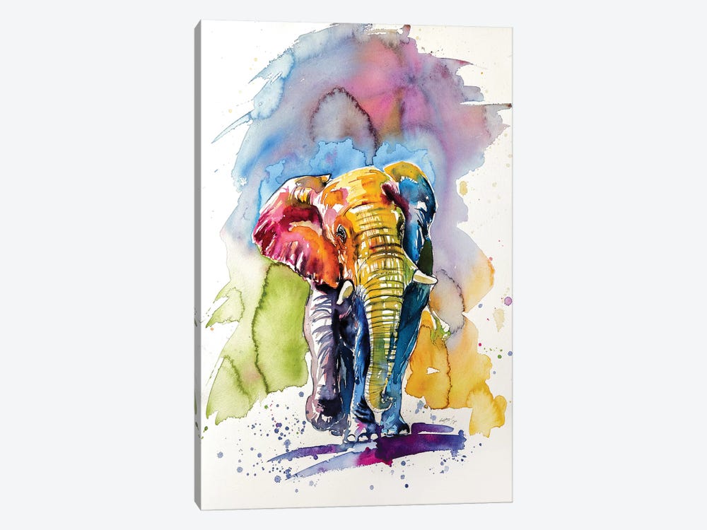 Colorful Elephant V by Anna Brigitta Kovacs 1-piece Canvas Artwork