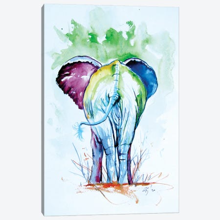 Funny Elephant Canvas Print #AKV234} by Anna Brigitta Kovacs Canvas Artwork