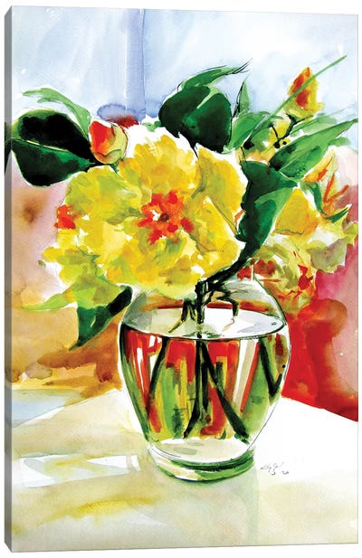 Still Life With Yellow Flowers Canvas Art Print - Bouquet Art