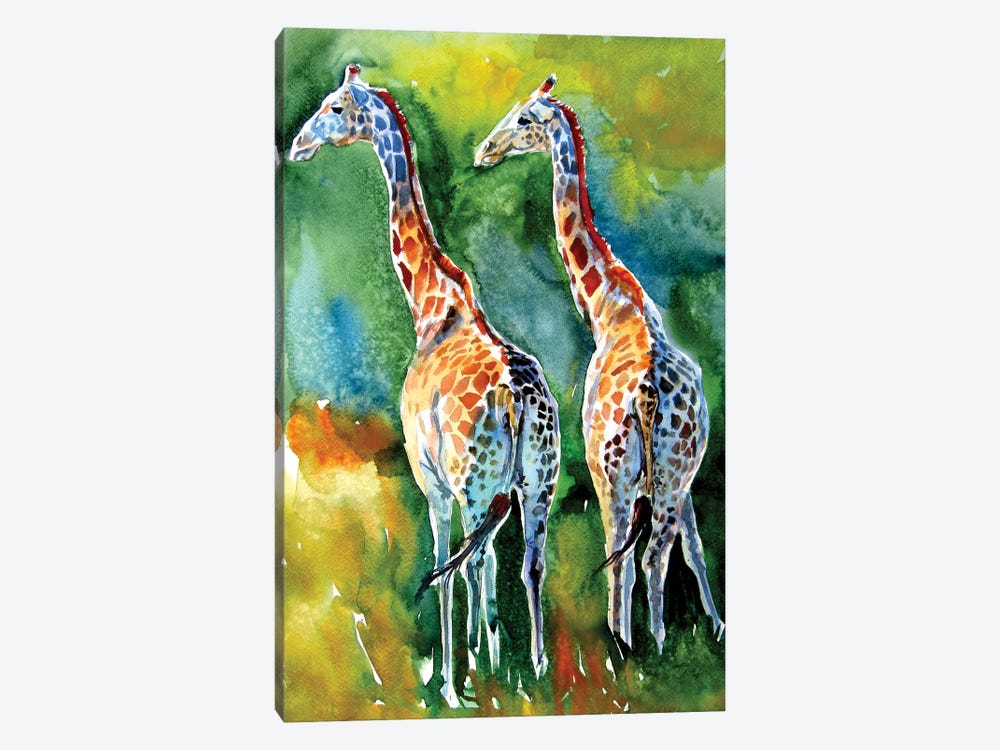 Giraffes On The Field by Anna Brigitta Kovacs 1-piece Canvas Art