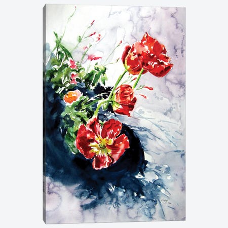 Red Poppies In Garden Canvas Print #AKV247} by Anna Brigitta Kovacs Canvas Print