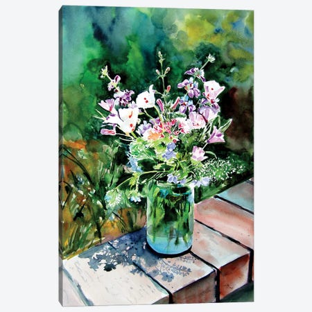 Still Life With Wildflowers In The Garden Canvas Print #AKV249} by Anna Brigitta Kovacs Canvas Artwork