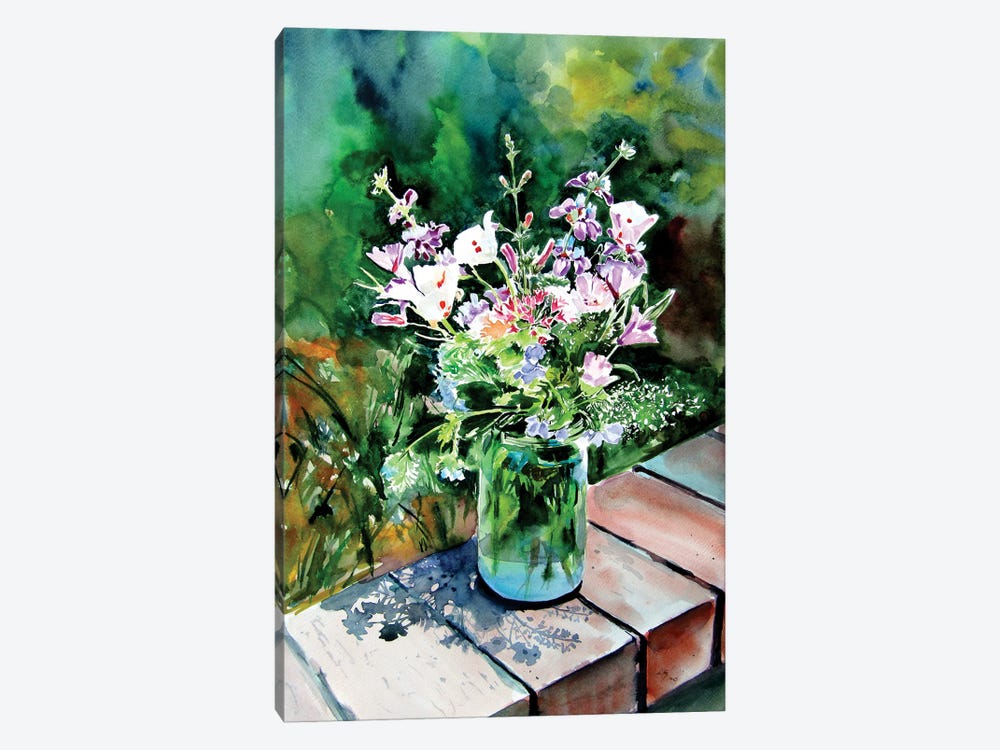 Still Life With Wildflowers In The Garden by Anna Brigitta Kovacs 1-piece Canvas Wall Art