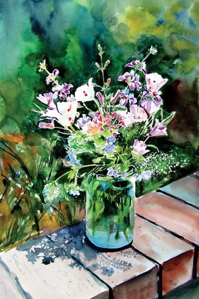 Contemporary Fine Art: Still Life With Wildflowers In The Garden by Anna Brigitta Kovacs