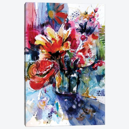 Colorful Life With Flowers I Canvas Print #AKV251} by Anna Brigitta Kovacs Canvas Art Print