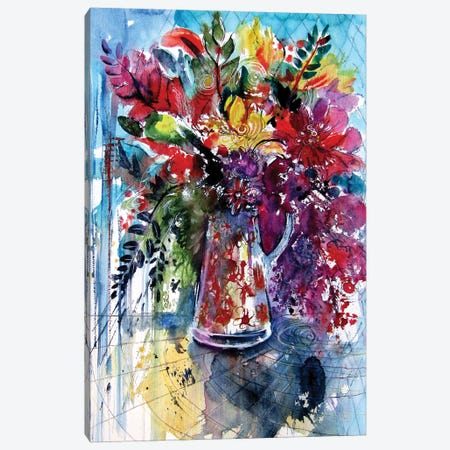 Colorful Life With Flowers II Canvas Print #AKV252} by Anna Brigitta Kovacs Canvas Art Print