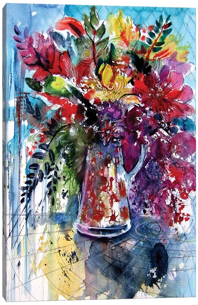 Colorful Life With Flowers II Canvas Art Print - Anna Brigitta Kovacs