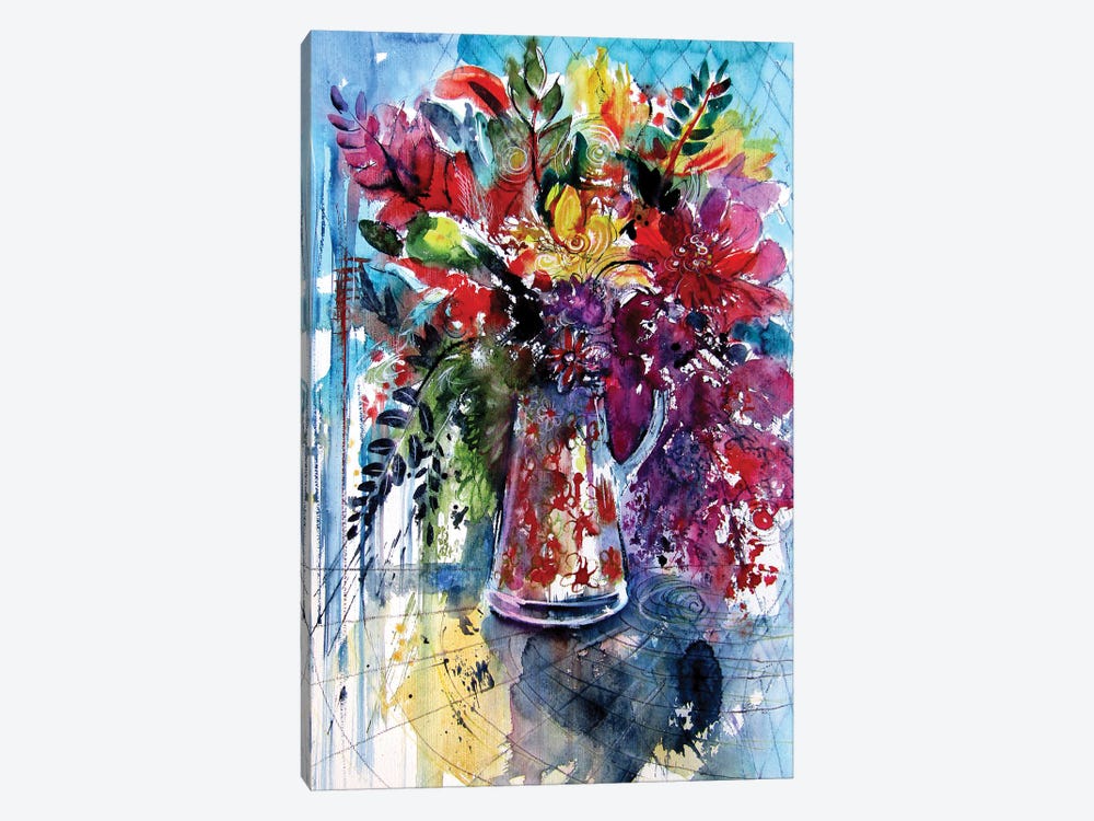 Colorful Life With Flowers II by Anna Brigitta Kovacs 1-piece Canvas Art