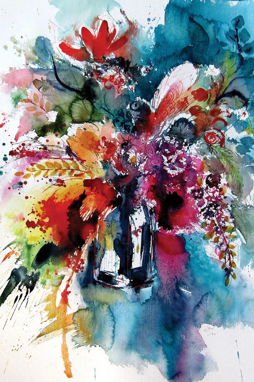 Colorful Life With Flowers II - Canvas Wall Art | Anna Brigitta Kovacs