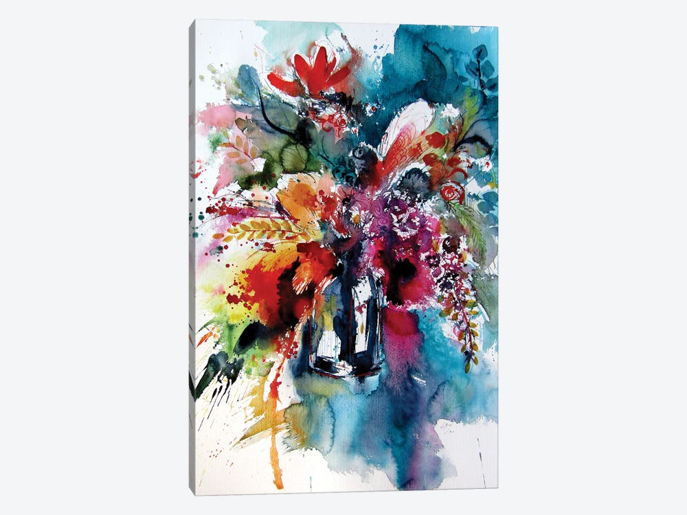 Colorful Life With Flowers III by Anna Brigitta Kovacs 1-piece Canvas Art Print