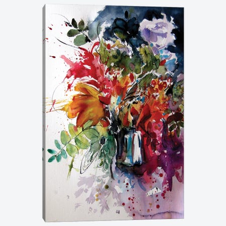 Colorful Life With Flowers IV Canvas Print #AKV254} by Anna Brigitta Kovacs Canvas Artwork