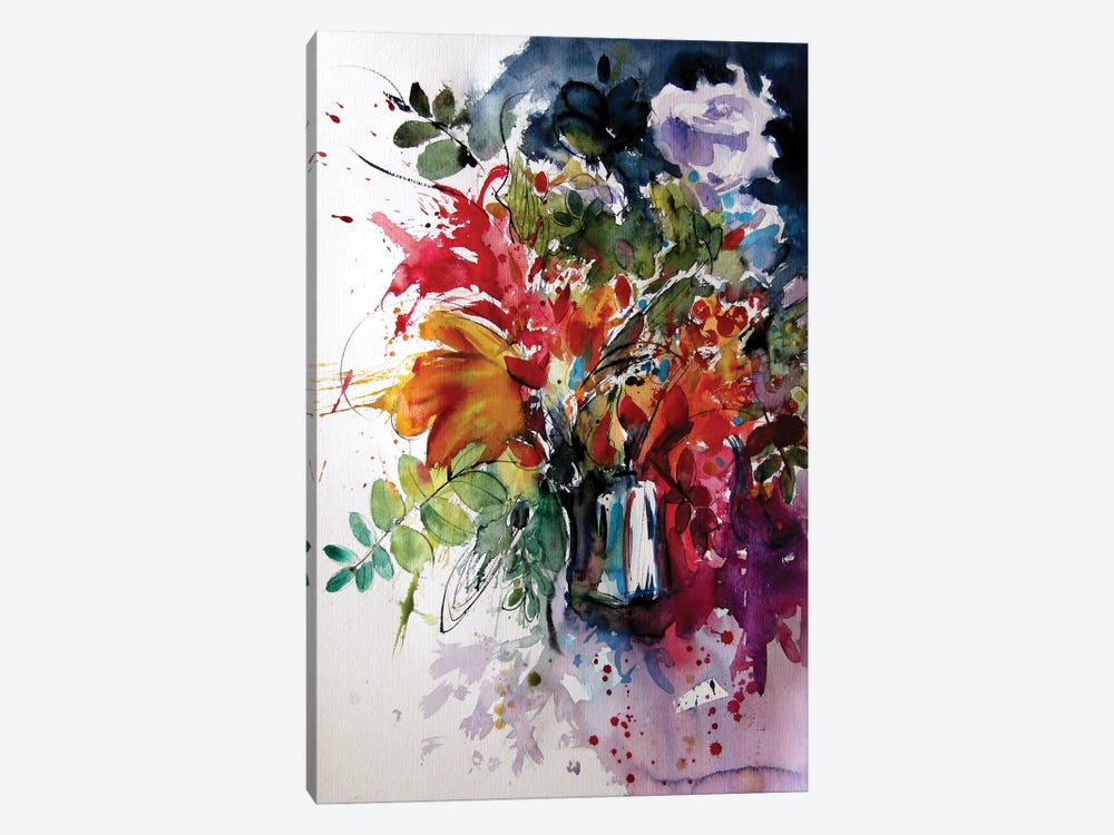 Colorful Life With Flowers IV by Anna Brigitta Kovacs 1-piece Canvas Artwork