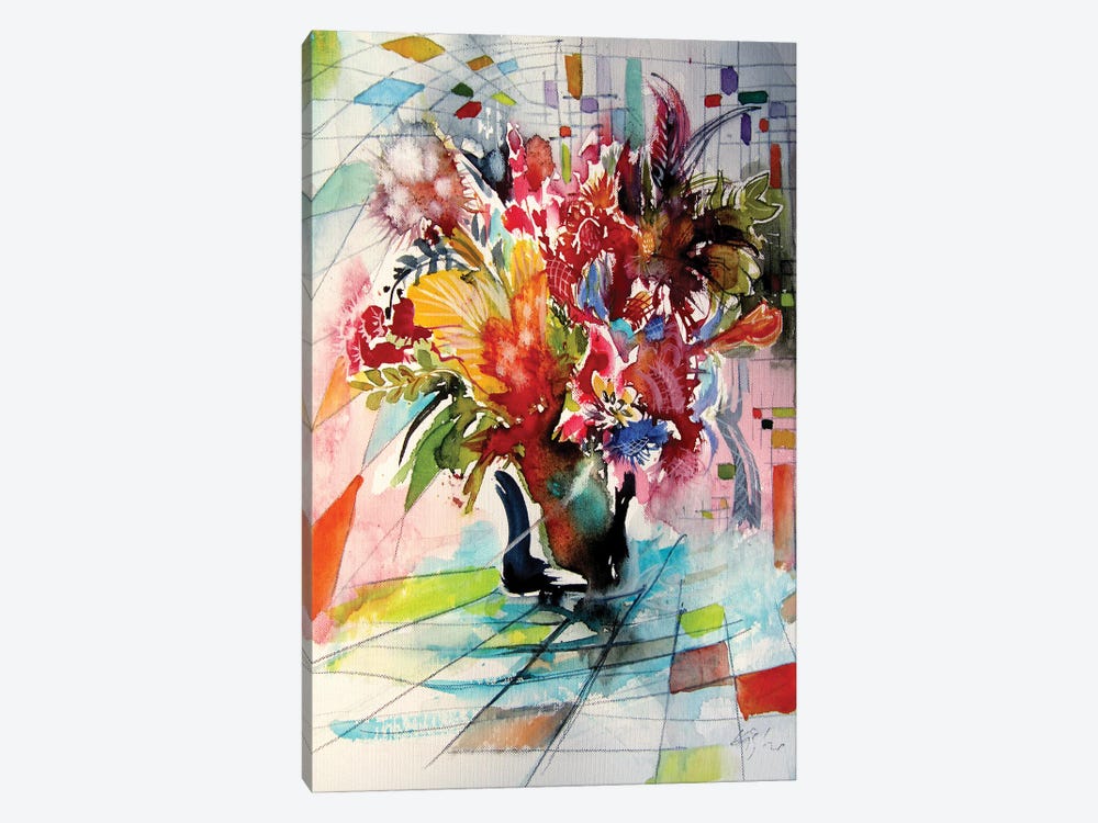 Colorful Life With Flowers VI by Anna Brigitta Kovacs 1-piece Canvas Print