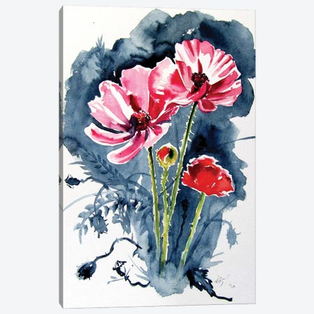 Some Poppy Flowers Canvas Print #AKV291} by Anna Brigitta Kovacs Canvas Print