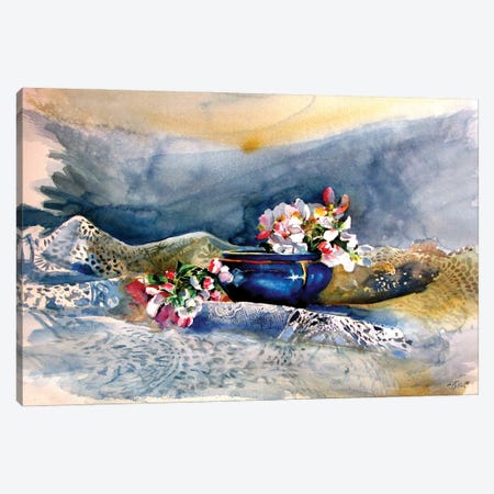 Still Life With Flowering Branch Ii Canvas Print #AKV314} by Anna Brigitta Kovacs Canvas Art Print