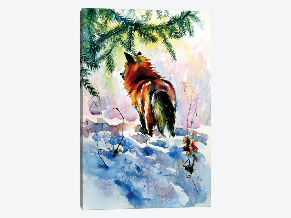 Red Fox Watching Wintertime by Anna Brigitta Kovacs 1-piece Art Print