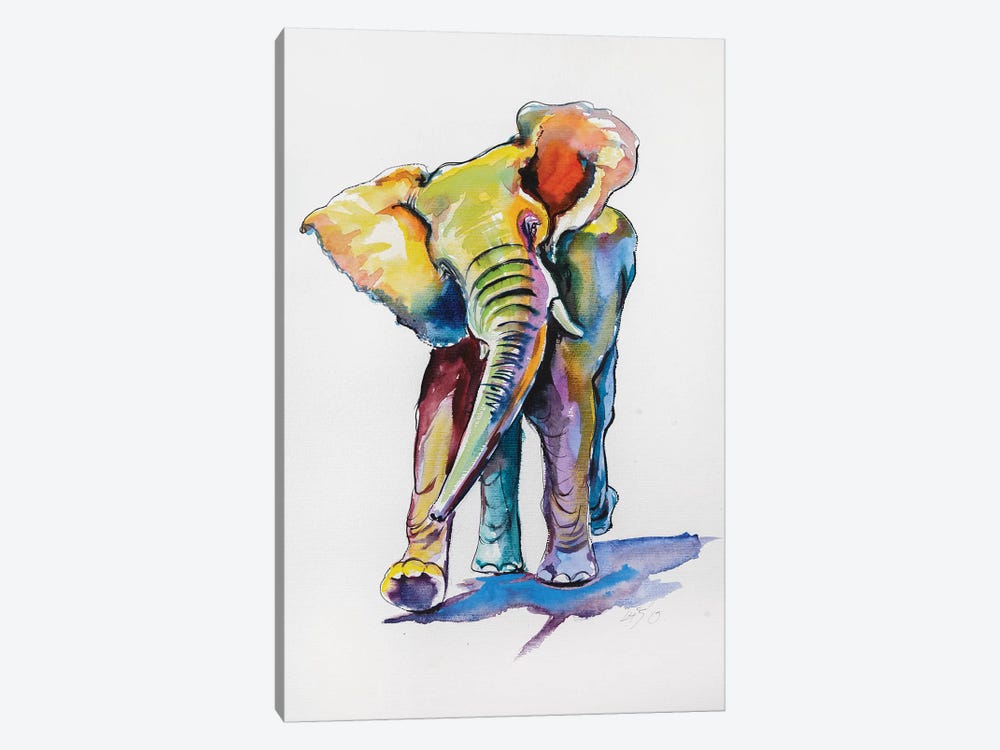 Elephant Playing by Anna Brigitta Kovacs 1-piece Canvas Art