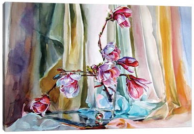 Still Life With Magnolia Canvas Art Print - Magnolia Art