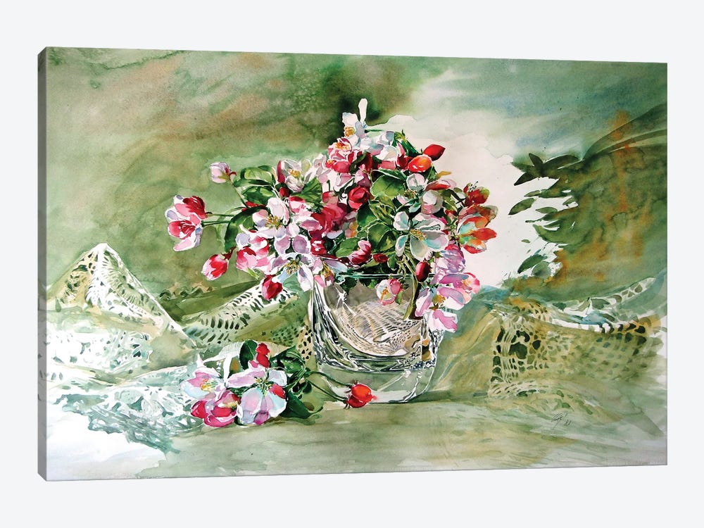 Still Life With Flowering Branch III by Anna Brigitta Kovacs 1-piece Canvas Art