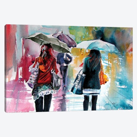 Rainy Day With Umbrellas II Canvas Print #AKV356} by Anna Brigitta Kovacs Canvas Art Print