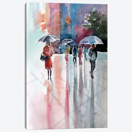 Rainy Day With Umbrellas III Canvas Print #AKV357} by Anna Brigitta Kovacs Art Print