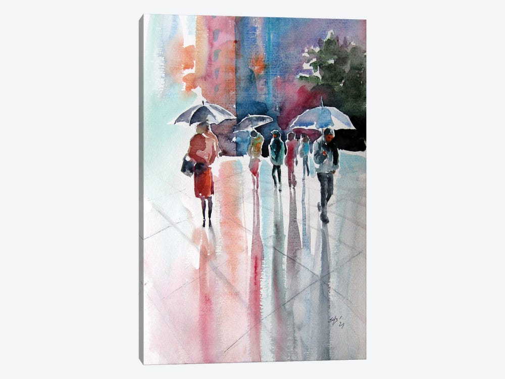 Rainy Day With Umbrellas III by Anna Brigitta Kovacs 1-piece Canvas Art