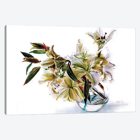 Bouquet Of Lily Casa Blanca Canvas Print #AKV361} by Anna Brigitta Kovacs Art Print
