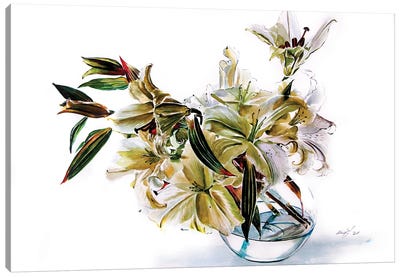 Bouquet Of Lily Casa Blanca Canvas Art Print - Anna Brigitta Kovacs
