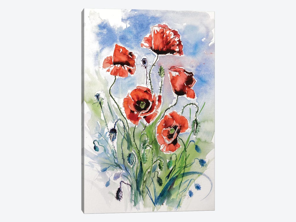 Five Poppies by Anna Brigitta Kovacs 1-piece Art Print