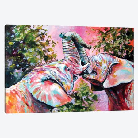 Happy Elephant III Canvas Print #AKV384} by Anna Brigitta Kovacs Canvas Wall Art