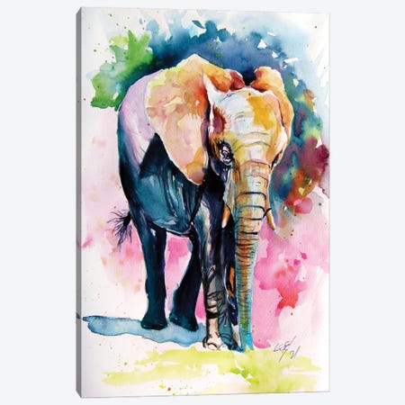 Elephant Alone Canvas Print #AKV393} by Anna Brigitta Kovacs Canvas Art