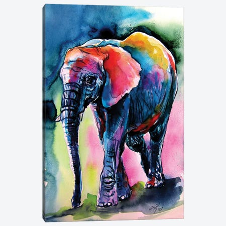 Elephant At Night Canvas Print #AKV394} by Anna Brigitta Kovacs Canvas Art Print