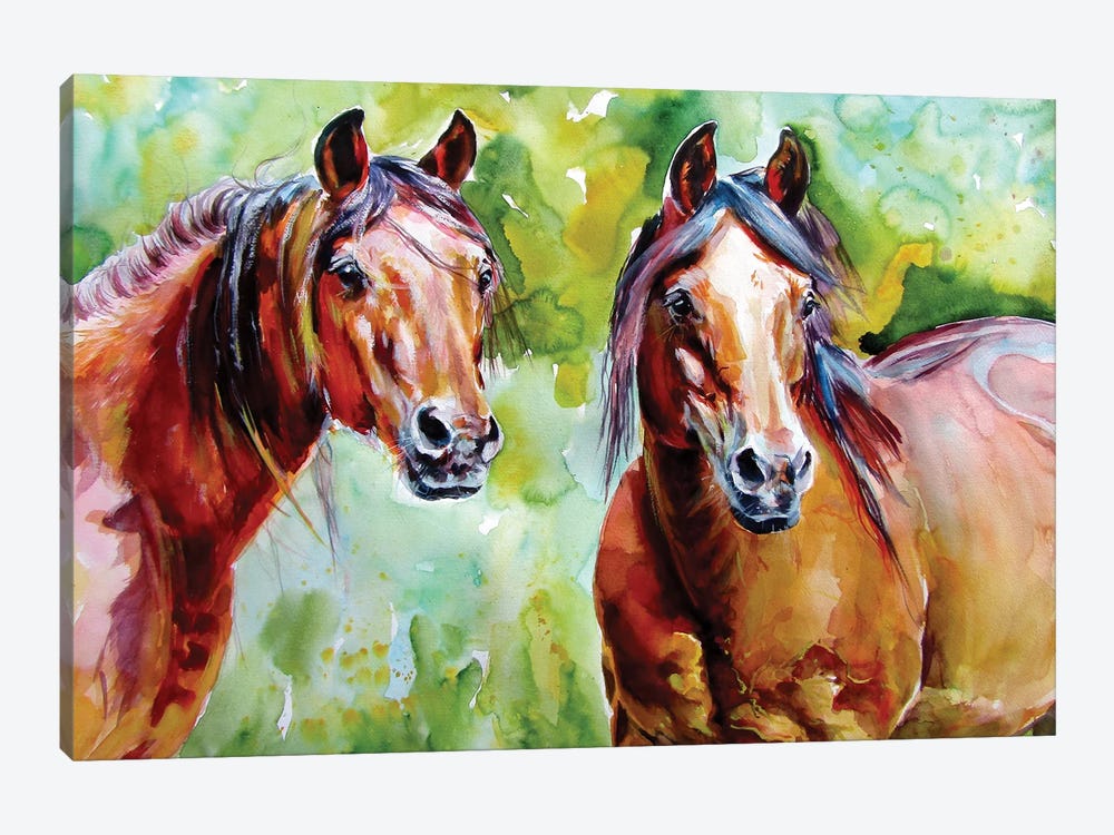 Horse Friends by Anna Brigitta Kovacs 1-piece Canvas Wall Art