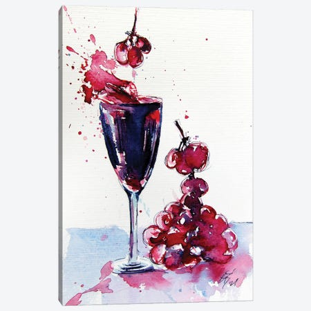 Wine And Grapes Canvas Print #AKV406} by Anna Brigitta Kovacs Art Print