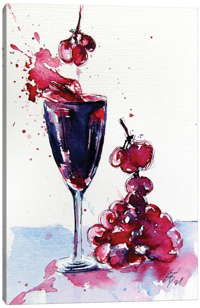 Wine And Grapes Canvas Art Print - Anna Brigitta Kovacs