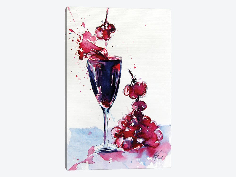 Wine And Grapes by Anna Brigitta Kovacs 1-piece Art Print